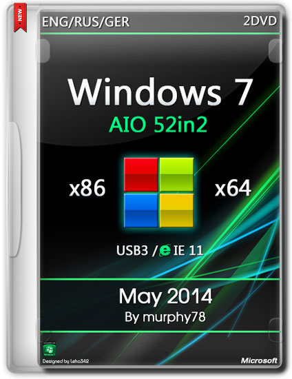 Windows 7 SP1 AIO 52in2 x86/x64 IE11 May 2014 (ENG/RUS/GER)