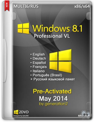 Windows 8.1 Pro VL X64 MULTI6 Pre-Activated May 2014
