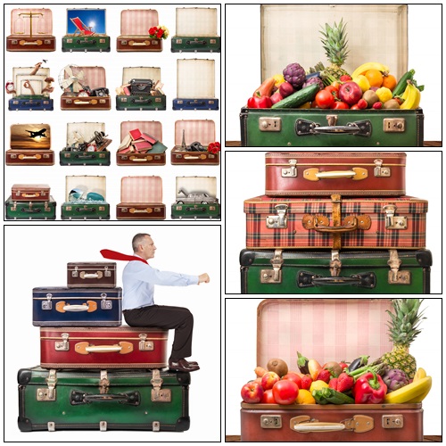 Suitcase vintage collage - Stock Photo
