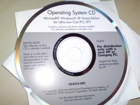 HP Operating System CD Windows XP Home SP3 0EM