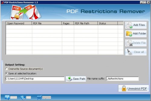 PDF Restrictions Remover 1.3 Build 1.0 + Crack