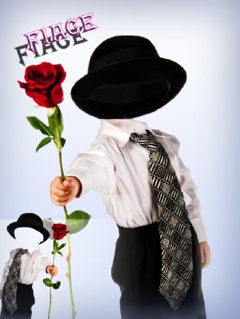 Многослойный шаблон adobe photoshop - Маленький джентельмен с розой