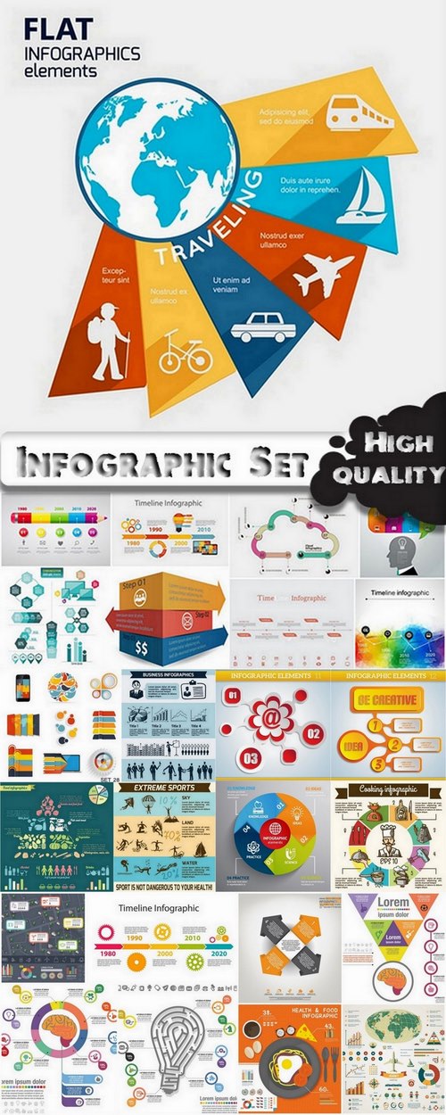 Infographic Design Elements in vector by stock set #61 - 25 Eps
