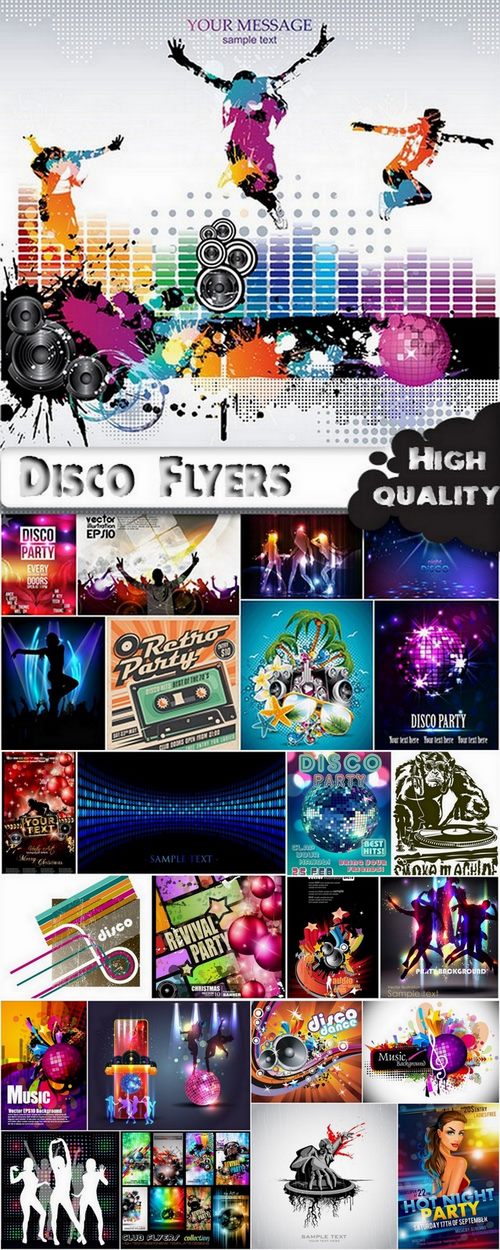 Disco Flyers template design in vector by stock - 25 Eps