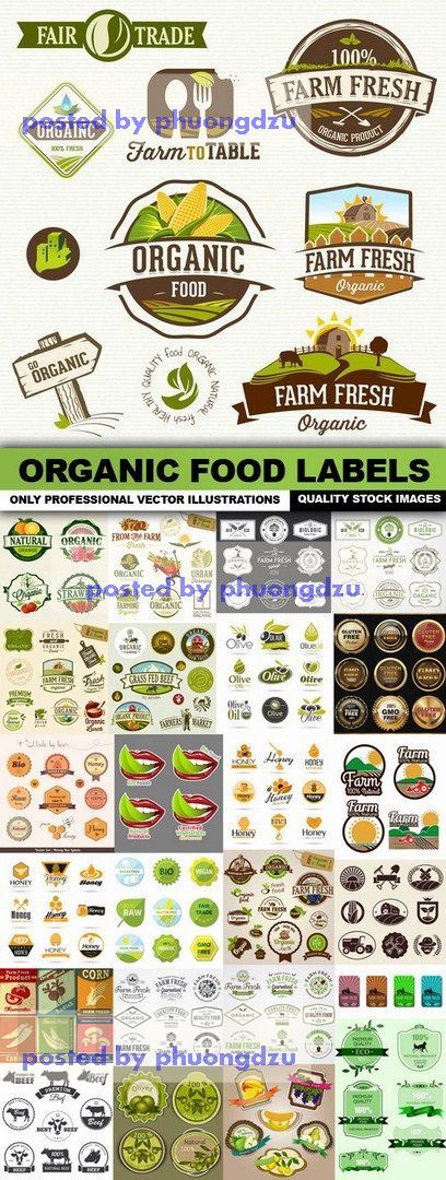Organic Food Labels Vector