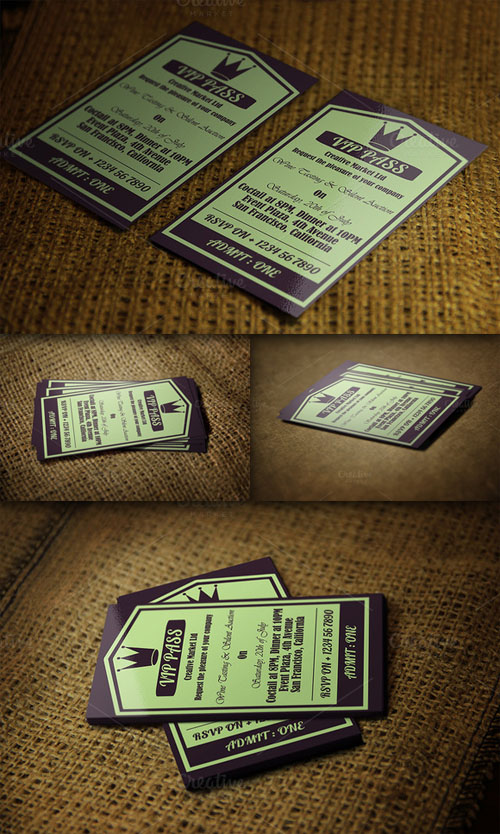 CreativeMarket - Retro VIP Pass Card Template 52012