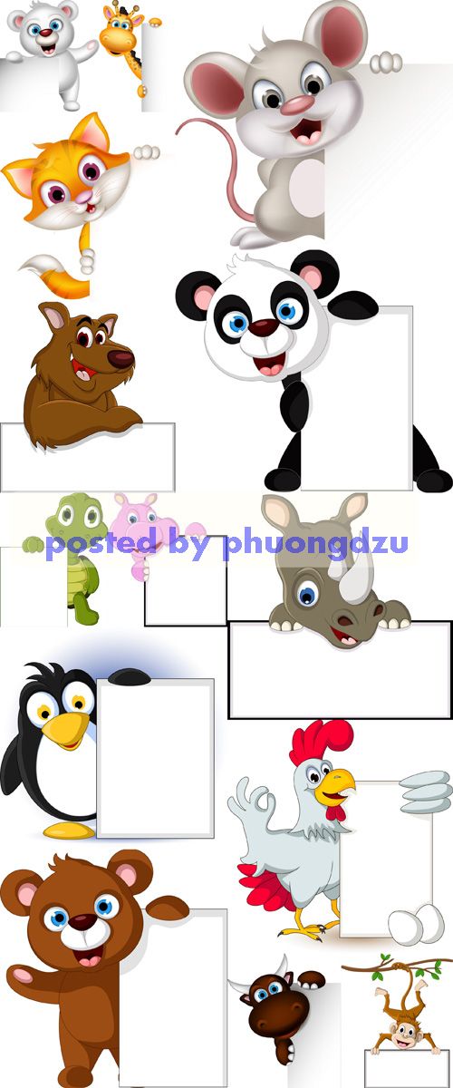 Animals With Banner Vector 1