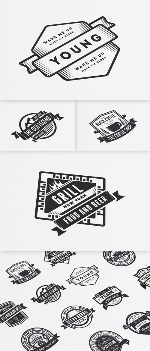 Creativemarket - 18 Vintage Templates, Badges, Logos