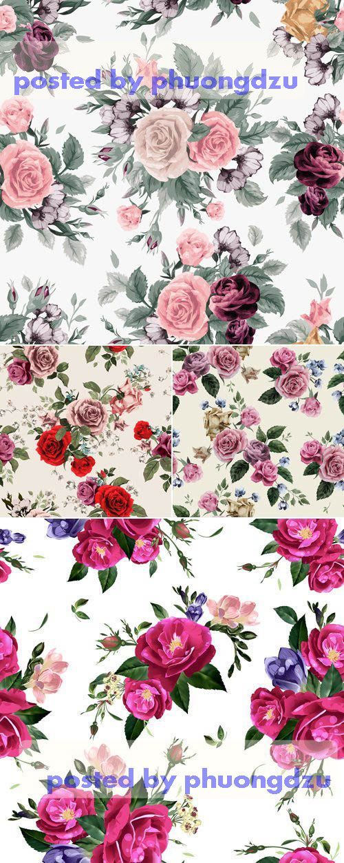Roses Patterns Vector 03