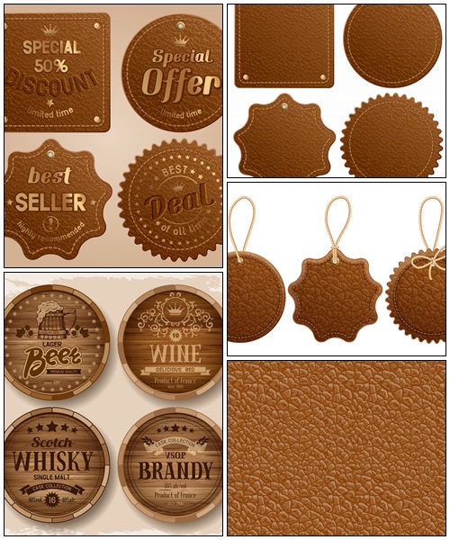 Leather label - vector stock