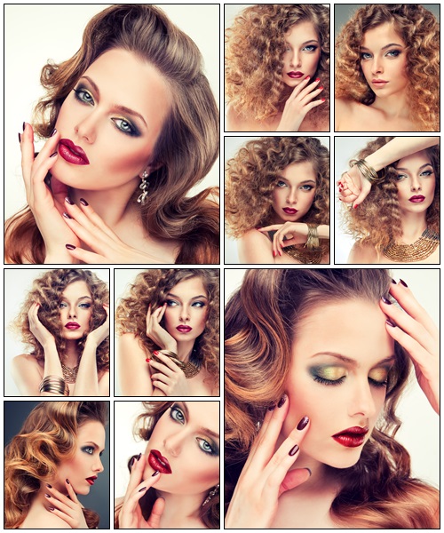 Model with curly hair - Stock Photo