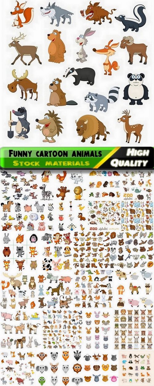 Funny cartoon animals in vector from stock #2 - 25 Eps