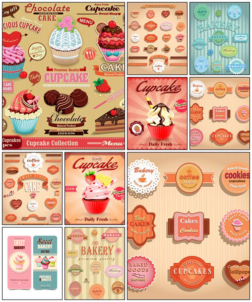 Vintage Cupcake poster, part 6 - vector stock