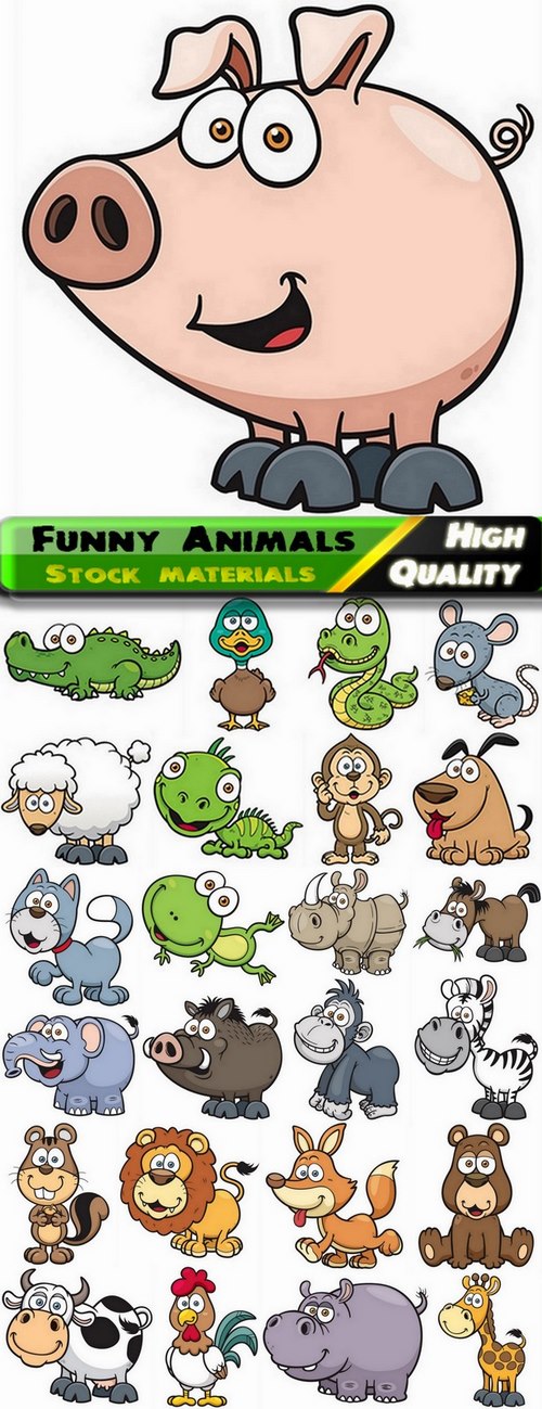Cute and funny Animals in vector from stock - 25 Eps