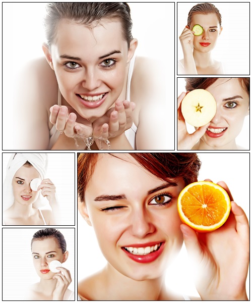 Skincare concept - portrait of young woman - Stock Photo