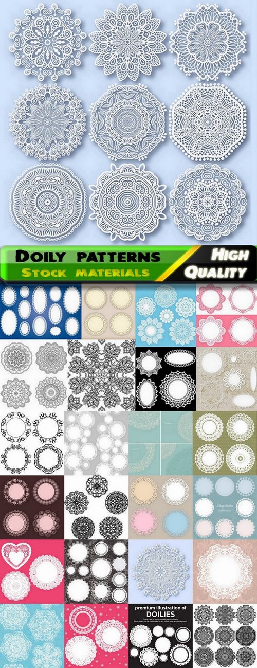 Doily patterns and round frames in vector from stock - 25 Eps