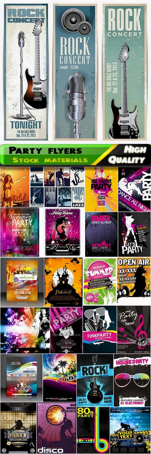 Party flyers and disco backgrounds in vector from stock - 25 Eps