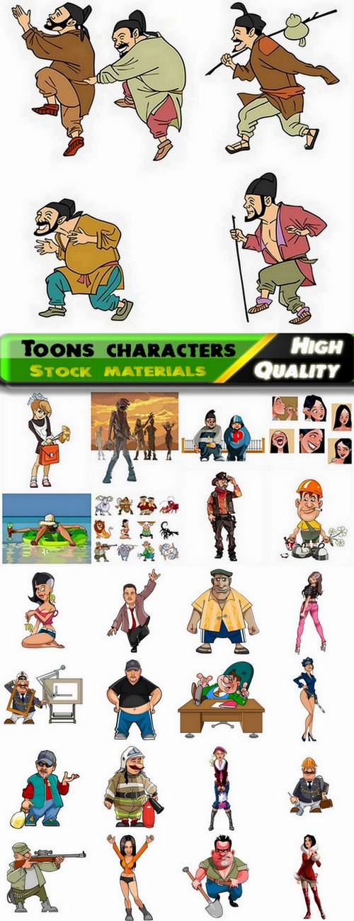Beautiful toons character illustrations in vector from stock - 25 Eps