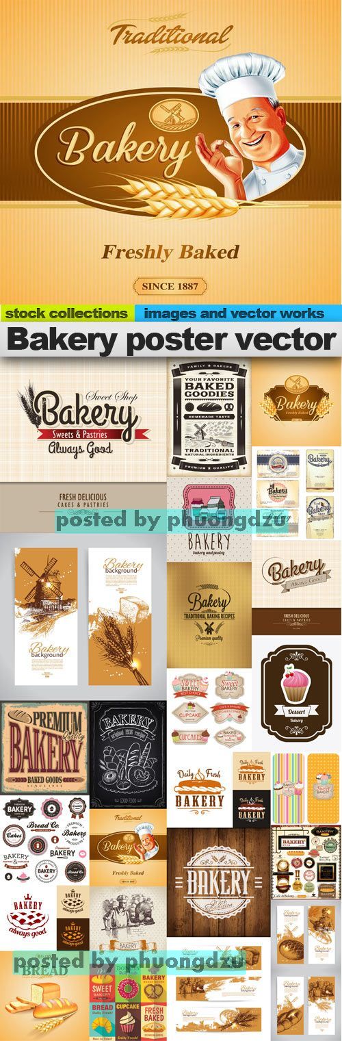 Bakery poster vector 25xEPS