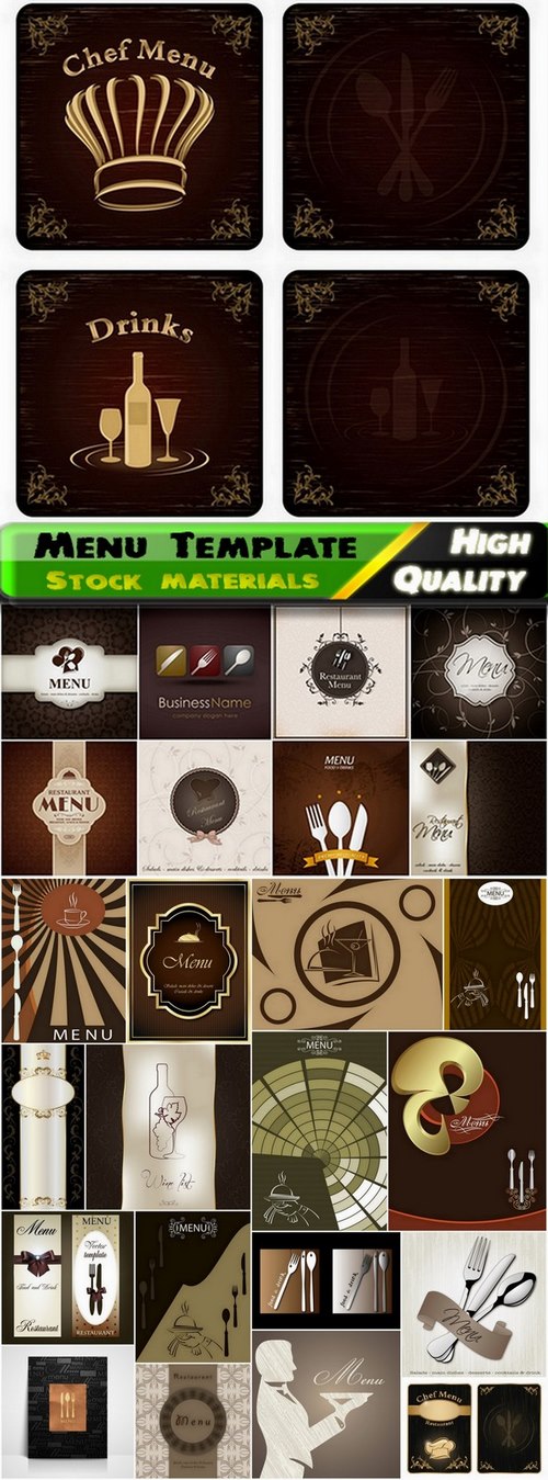 Menu Template design elements in vector by stock #5 - 25 Eps