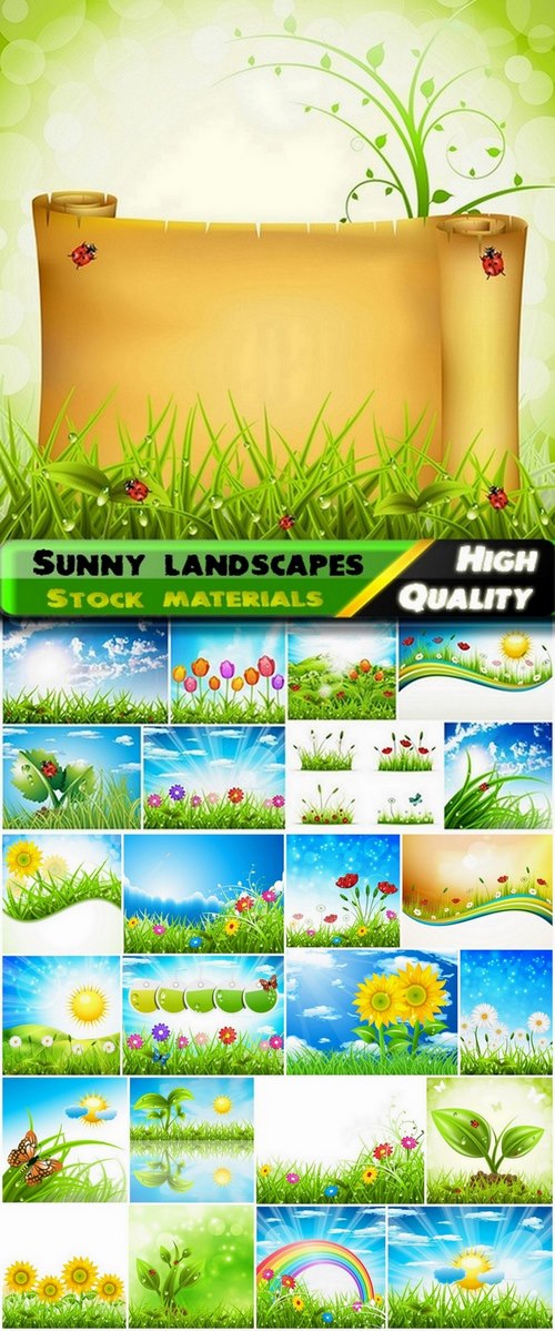 Sunny landscapes in vector from stock - 25 Eps