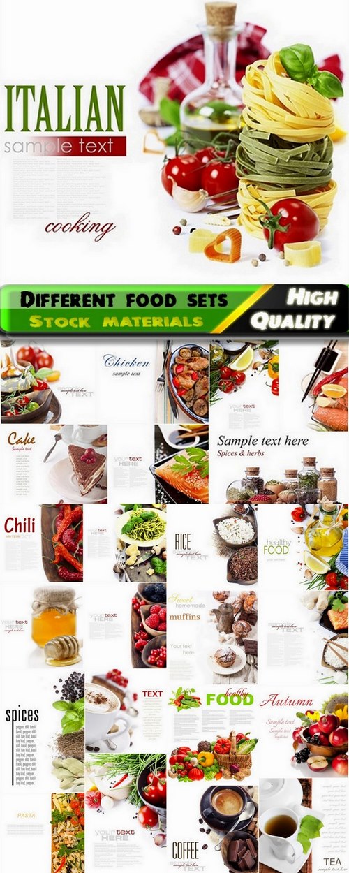 Different food sets with sample text Stock images - 25 HQ Jpg