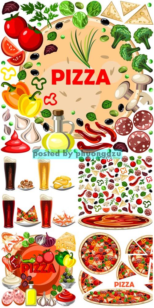 Pizza ingredients for pizza vector 6