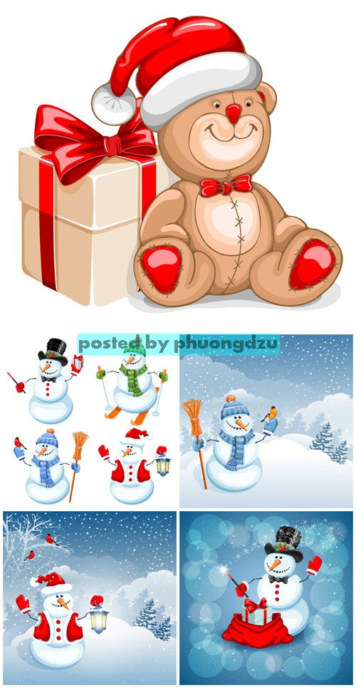 Christmas vector, snowmen 6