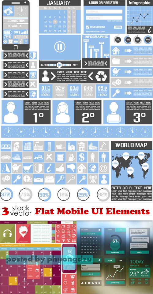 Vectors - Flat Mobile UI Elements 5