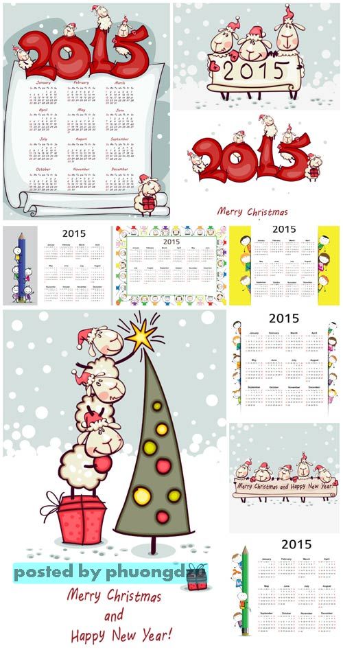 Calendars 2015, Christmas vector backgrounds 07