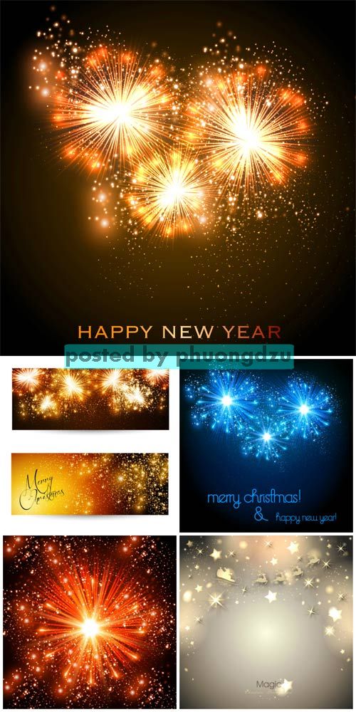 Christmas vector, New Year fireworks 25