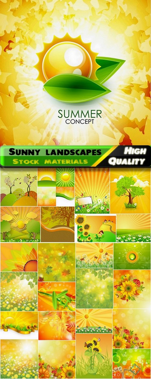 Beautiful vector sunny landscapes and nature - 25 Eps