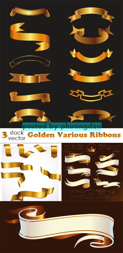Vectors - Golden Various Ribbons 6