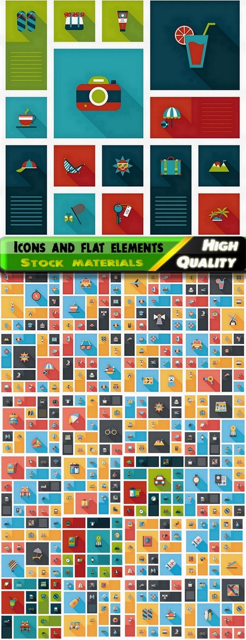 Icons in vector and flat elements from stock - 25 Eps