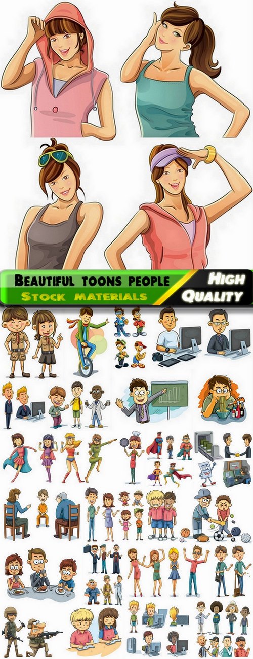 Illustration of beautiful toons people in vector from stock - 25 Eps