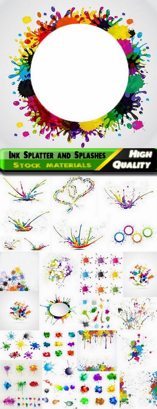 Colorful ink Splatter and Splashes in vector from stock - 25 Epss