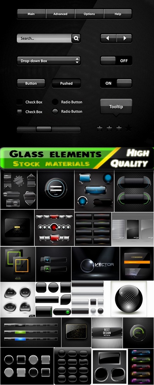 Different glass elements in vector from stock - 25 Eps