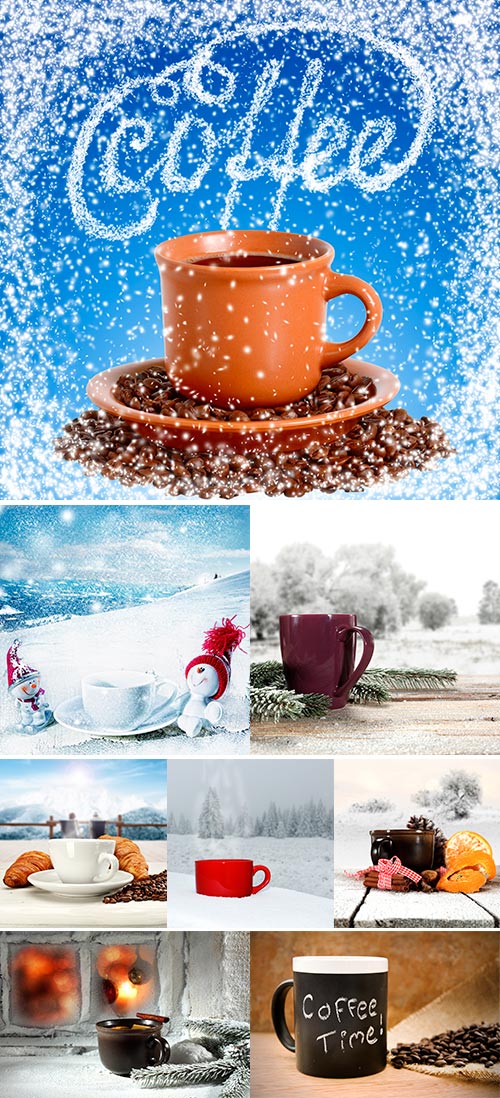 Stock Photo Cup of coffee and Snow
