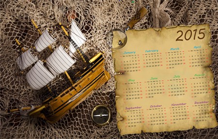 Календарь на 2015 год – Плывёт кораблик по волнам 