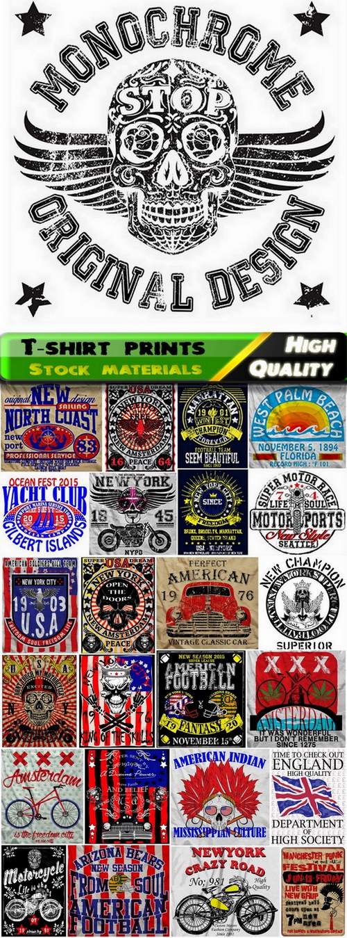 T-shirt prints design in vector from stock #13 - 25 Eps + 25 Ai