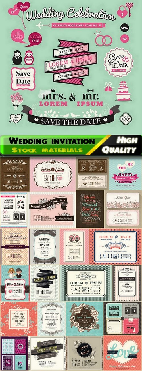 Template for Wedding invitation in vector from stock #3 - 25 Eps