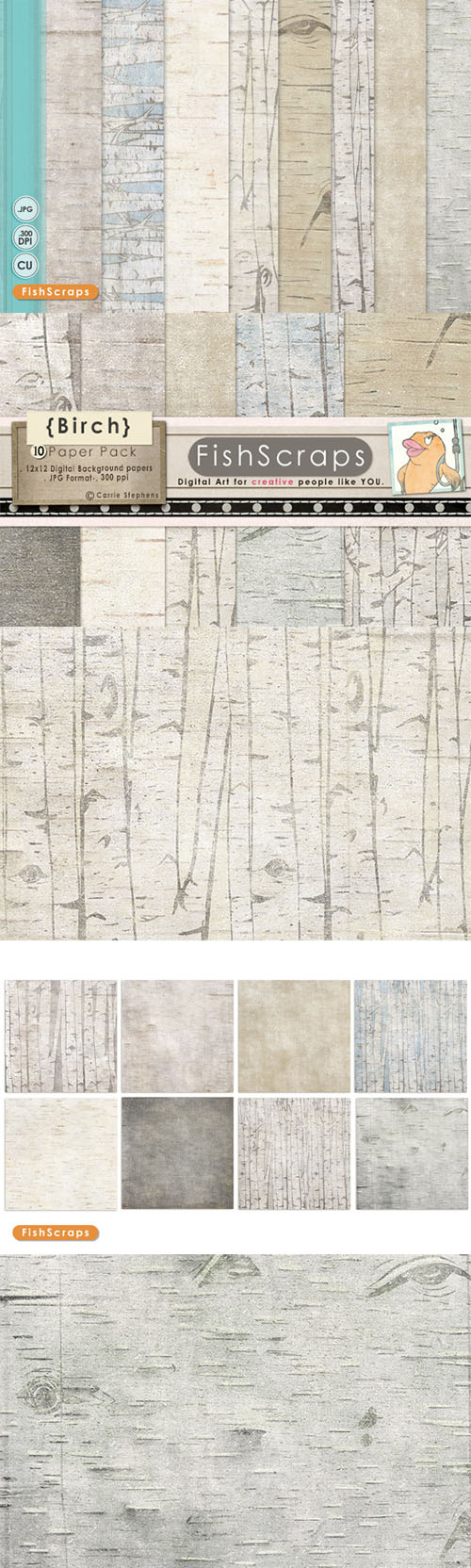 CreativeMarket - Birch - Wood Grain Backgrounds 4228