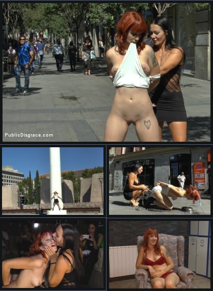 [Publicdisgrace.com / Kink.com] Sandra Romain And Lilyan Red (Redheaded slut beautifully disgraced on streets of Madrid / 21-11-2014) [2014 ., BDSM, Public, Humiliation, BJ, Anal, Toys, Hardcore, All Sex, HDRip, 720p]