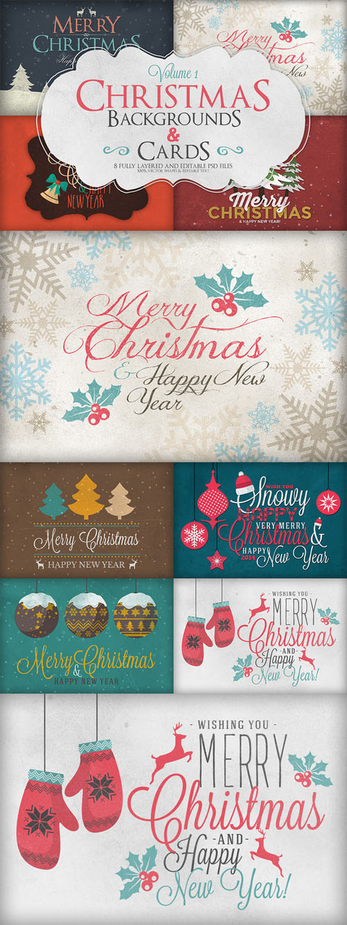 CreativeMarket - Christmas Background & Cards Vol.1 109036