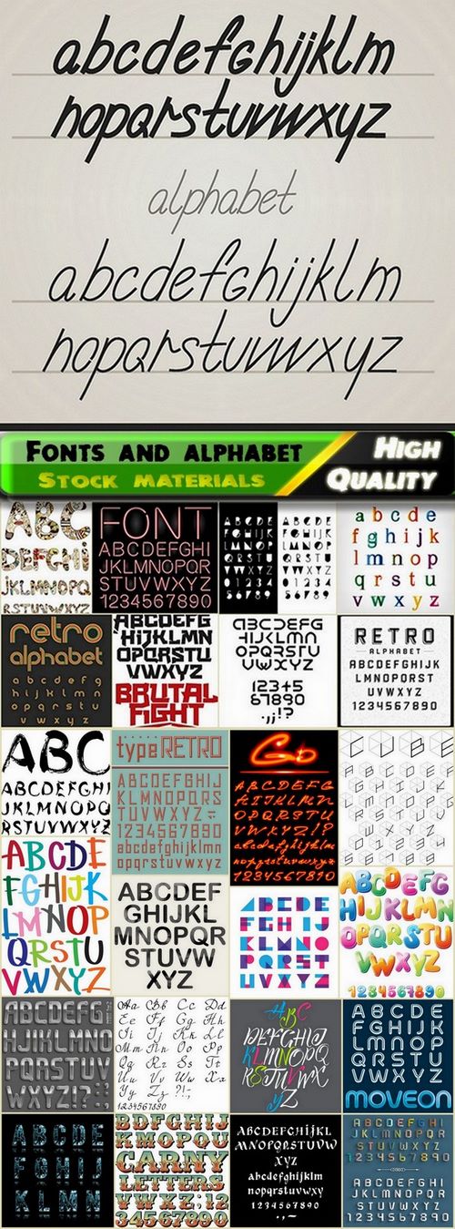 Different Fonts and alphabet in vector from stock #5 - 25 Eps