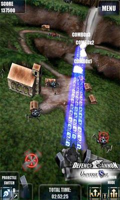 Captures d'écran du jeu de la Défense de Canon sur Android, une tablette.
