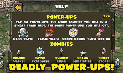 Captures d'écran du jeu Zombies &Trains! sur Android, une tablette.