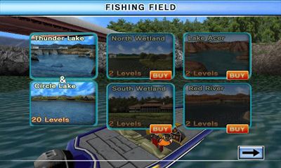 Screenshots of the game Bass Fishing 3D on the Boat on Android phone, tablet.