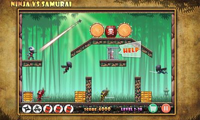Captures d'écran du jeu Ninja vs les Samouraïs sur Android, une tablette.