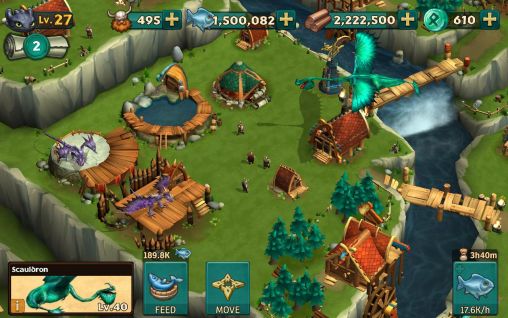 Screenshots of the game Dragons: Rise of Berk on Android phone, tablet.